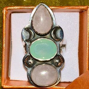 💖💖 GENUINE Rose Quartz and Jade! Sterling Silver. ADJUSTABLE sizing!!!!!